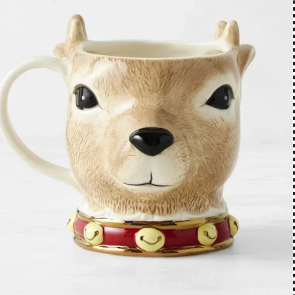 WILLIAMS SONOMA (2) Twas The Night Before Christmas Reindeer Mugs - Picture 2 of 6